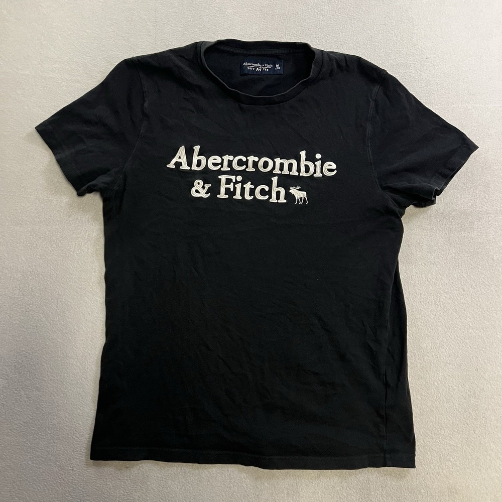 Abercrombie & Fitch Black Short Sleeve Logo Soft Stretchy T-Shirt Womens Size M